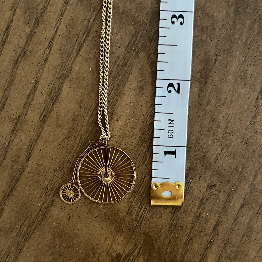 Gold Bicycle Pendant Necklace